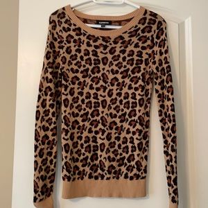 Express leopard crew neck sweater size small
